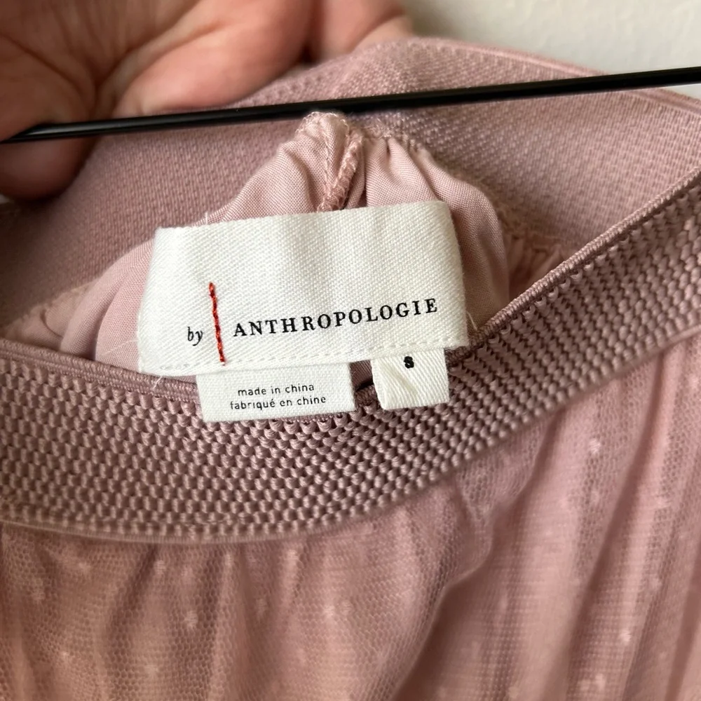 BY ANTHROPOLOGIE Serena Dusty Blush Tiered Tulle Maxi Skirt Size Small - Picture 7 of 11